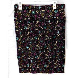 LuLaRoe Cassie Pencil Skirt Black Multicolor Floral Print – Size M